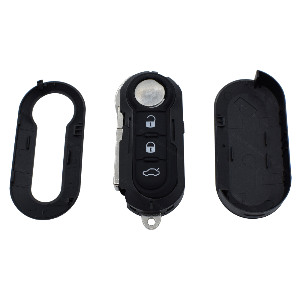 Klappschlüssel Gehäuse Peugeot - 3 Tasten - Farbe schwarz - Schlüsselblatt  SIP22 - Für Peugeot Bipper u.a.